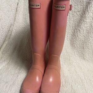 Hunter faded Pink Tall Rubber knee high Rain Boots Size7M